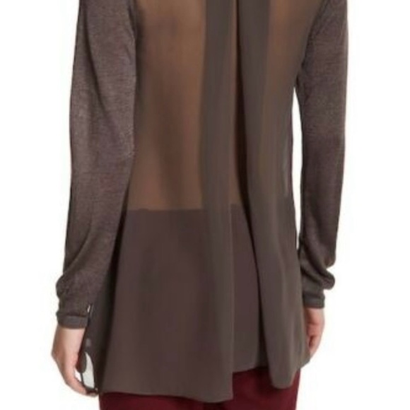 NIC+ZOE - Silk Blend Cardigan sheer back sand shell color - Picture 4 of 9